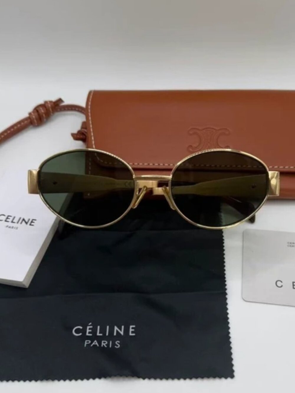 Celine Gold Oval Frame Sunglasses